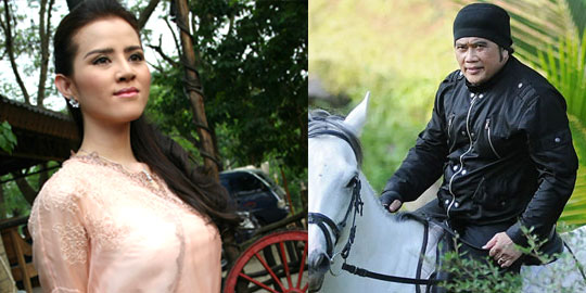 Angel Lelga dan Rhoma Irama saat membintangi sinetron Ibnu Sabil pada 2003 silam.
