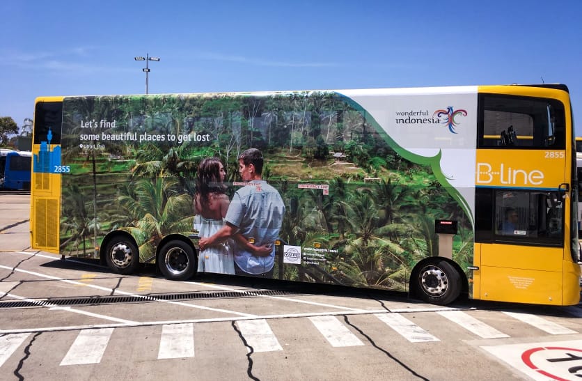 Bus double decker, Wonderful Indonesia juga muncul di Digital Billboard Entrance Sydney Domestic Airport. Foto:Wonderful Indonesia