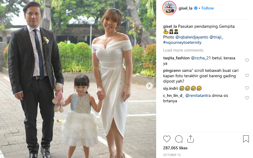 Gisella Anastasia terakhir kali mengunggah foto bersama Gading Marten dan putrinya, Gempita, pada 15 Oktober 2018.