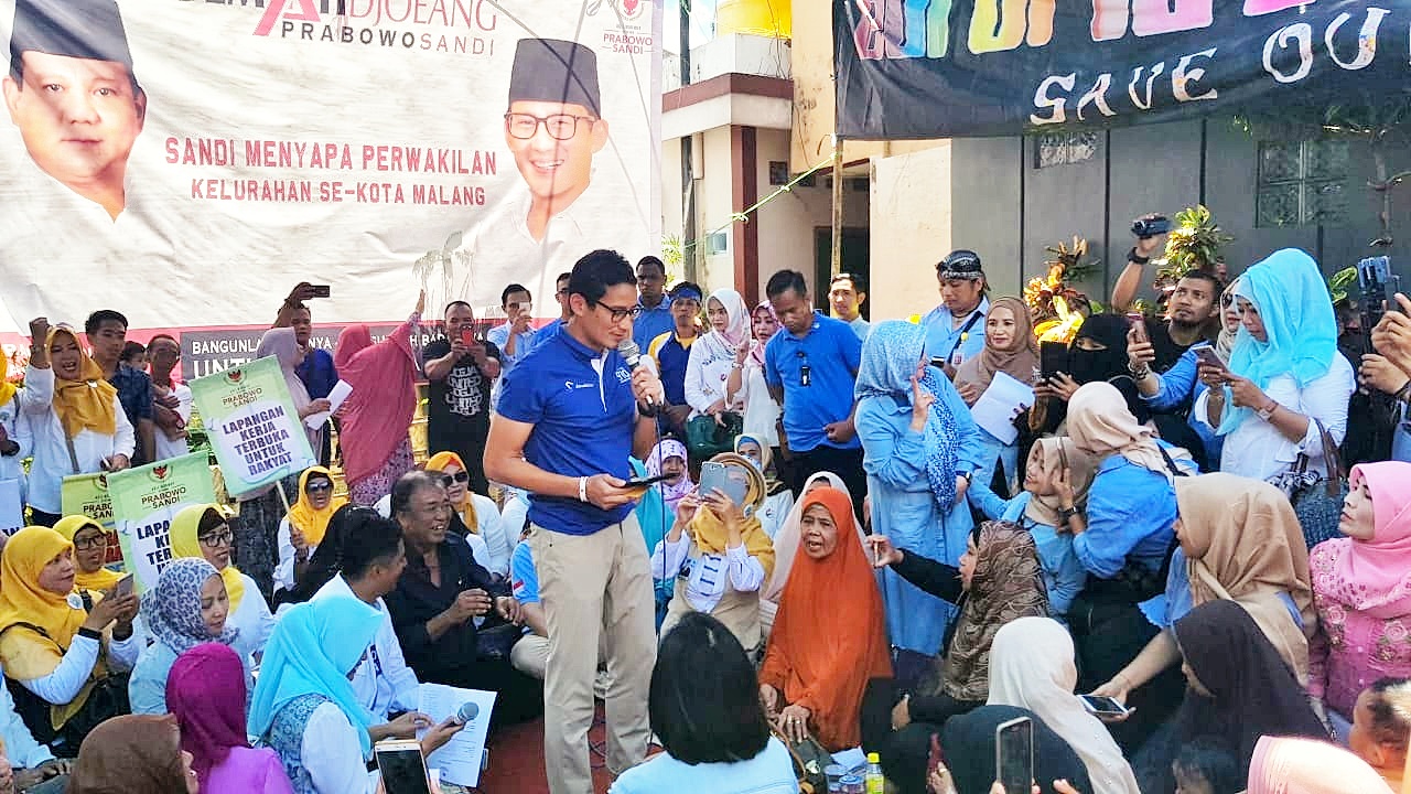 Sandiaga Uno saat menyapa perwakilan kelurahan se-Kota Malang.