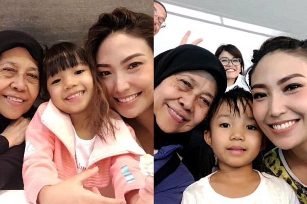 Ayu Dewi bersama putrinya, Aqilah dan sang ibu, mendiang Sekar Dewi Budiono. Foto: IG/mrsayudewi.