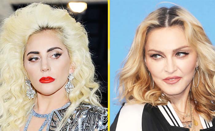 Madonna (kanan) dan Lady gaga. (Foto:Dok.AFP)