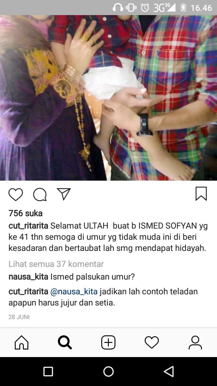 Ucapan ulang tahun Cut Rita untuk sang suami, Ismed Sofyan.