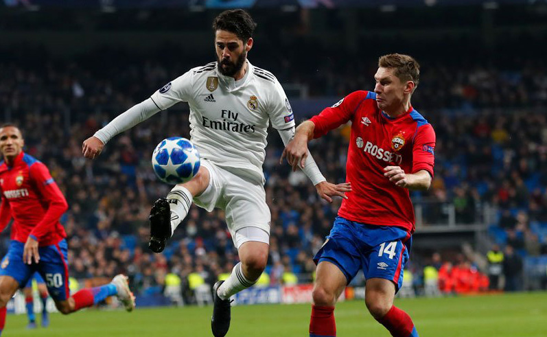 Isco saat laga Madrid lawan CSKA Moscow. (Foto:  Twitter/@realmadrid)