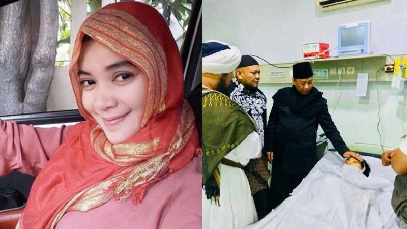 Opick saat melihat jenazah istri keduanya, Wulan Mayasari.