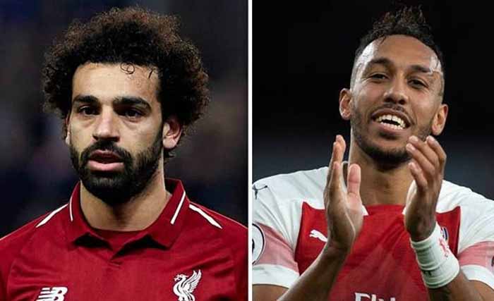 Mo Salah dilampau aubameyang dalam hal perolehan gol. (Foto:Dok.Ngobar)