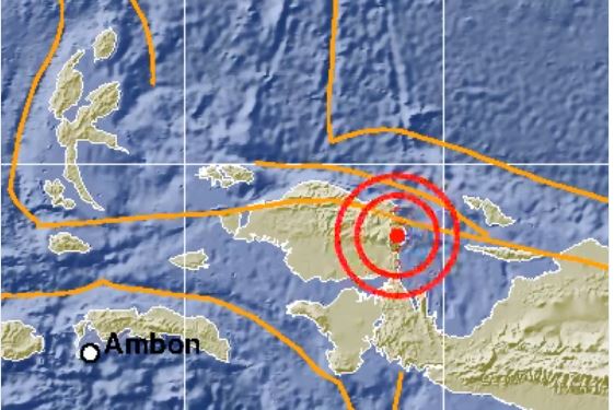 Titik gempa di Manukwari Selatan. (Foto: Twitter BMKG)