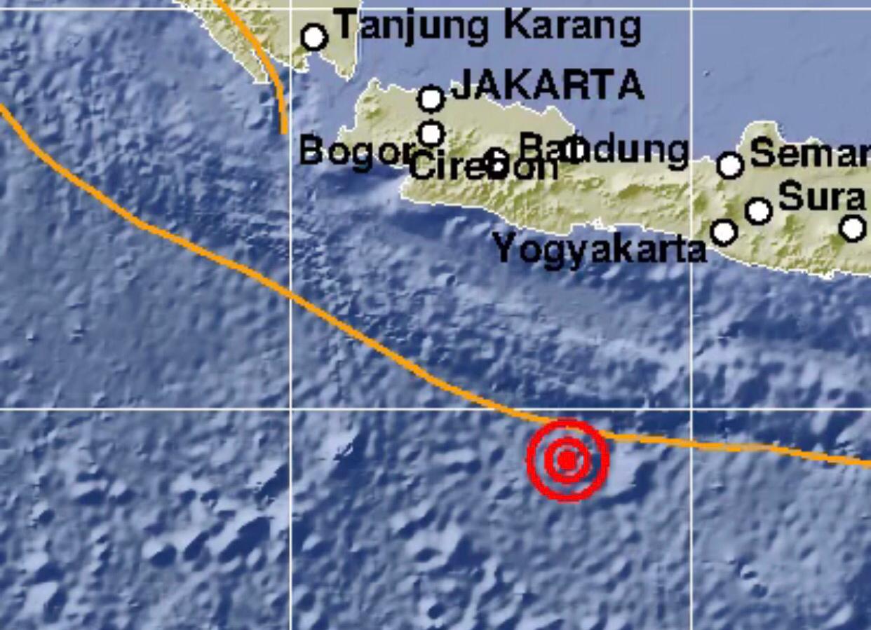 Lokasi gempa Pangandaran. (Foto: BMKG)