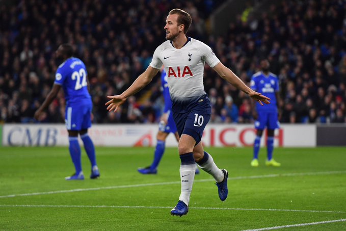 Harry Kane buktikan kapasitasnya sebagai predator kotak penalti saat Tottenham Hotspur permak Cardiff City 3-0 di pekan ke-21 Premier League. (Foto: Twitter/@SpursOfficial)