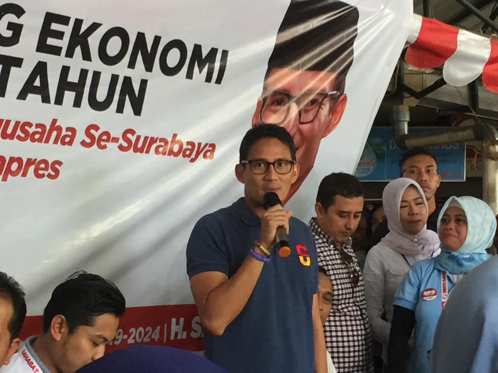 Calon wakil presiden nomor urut 02 Sandiaga Salahuddin Uno. (Foto: farid/ngopibareng.id)