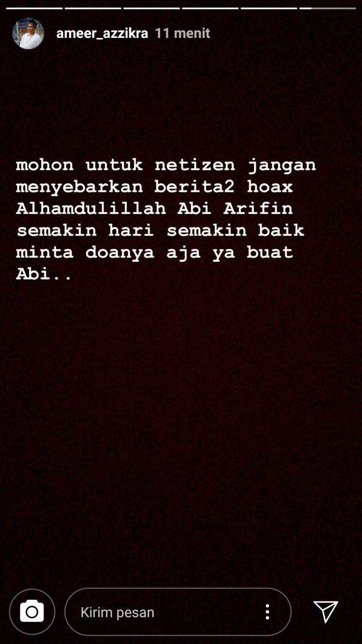 @ameer_azzikra menegaskan, kabar meninggalnya sang ayah tidak benar.