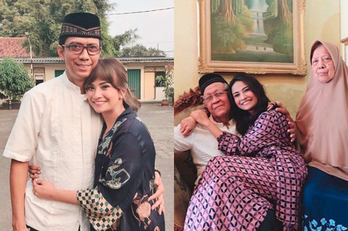Vanessa Angel bersama sang ayah, Doddy Sudrajat (kiri) dan kakek-neneknya (kanan).