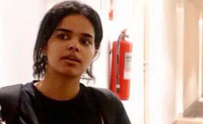 Rahaf Mohammed al-Qunun di Bangkok, Thailand. (Foto: Sky News)