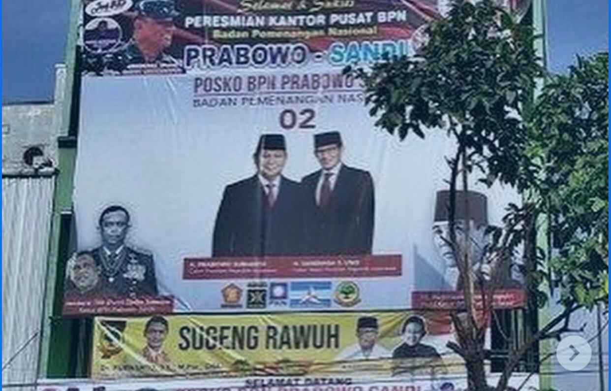 Baliho bergambar Gatot Nurmantyo di posko Prabowo-Sandi. (Foto: Instagram/Gatot Nurmantyo)