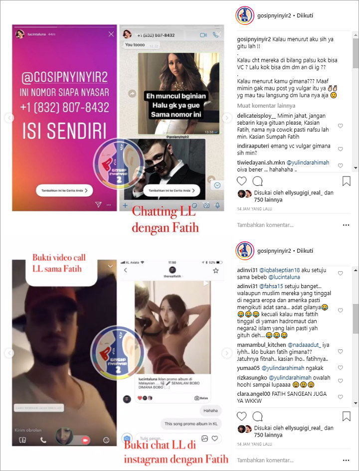 Lucinta Luna membeberkan bukti yang ditujukan untuk akun gosip @gosipnyinyir2