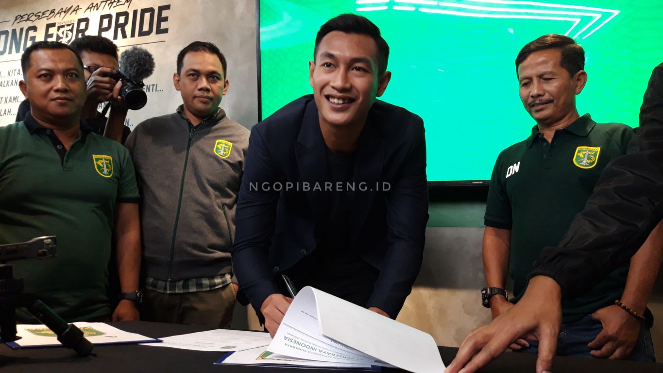 Hansamu Yama resmi gabung Persebaya. (foto: Haris/ngopibareng.id)