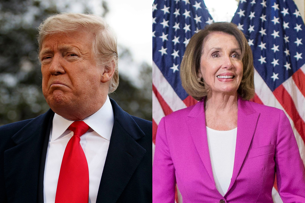 TEGANG: Presiden Donal Trump dan Ketua DPR AS Nancy Pelosi. (Foto: curtesy of rstone)