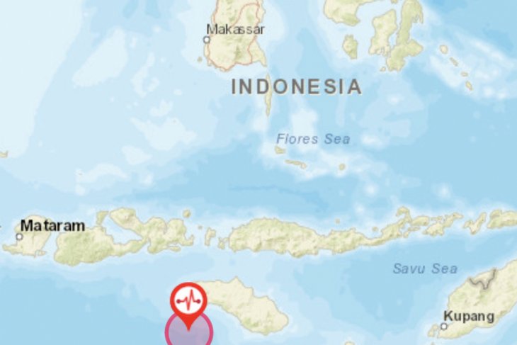 Titik gempa susulan 5,2 SR di Sumba Barat Daya, NTT, Selasa 22 Januari 2019. (BMKG app)