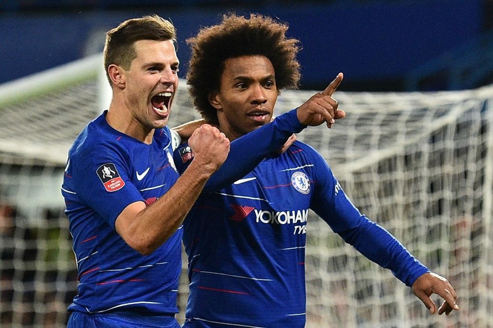 Chelsea diuntungkan VAR saat menyingkirkan Sheffield dari Piala FA, salah satunya ketika Willian mencetak gol pembuka Chelsea. (Foto: Twitter/@ChelseaFC)