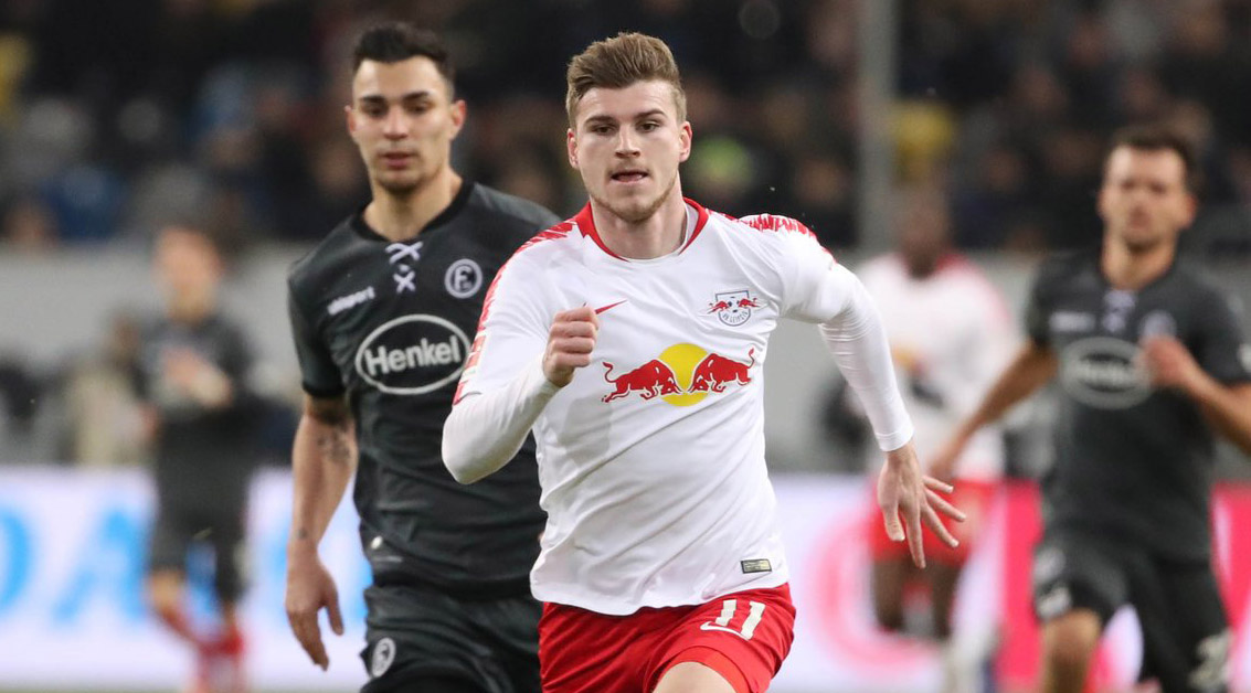 Striker muda RB Leipzig, Timo Werner, masuk dalam radar Liverpool. (Foto: Twitter/@DieRotenBullen)