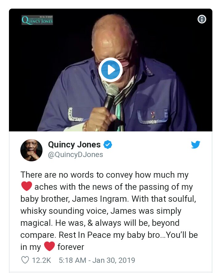 Quincy Jones, rekannya sesama musisi pun mengungkap duka cita di media sosial.