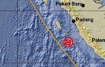 Lokasi gempa di kepulauan Mentawai. (Foto: BMKG)