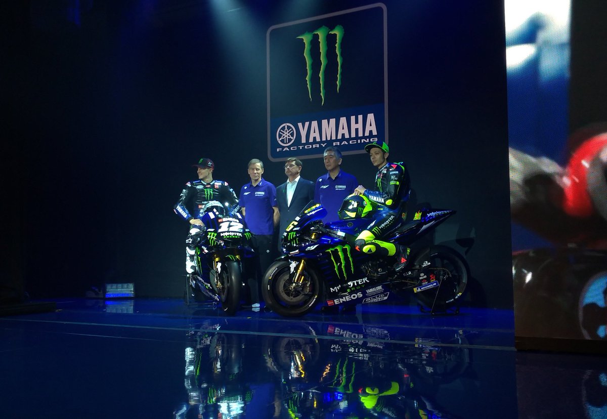 Motor terbaru Yamaha YZR-M1 2019 resmi dipamerkan di Jakarta hari ini, Senin 4 Februari 2019. (Foto: Twitter/@YamahaIndonesia)