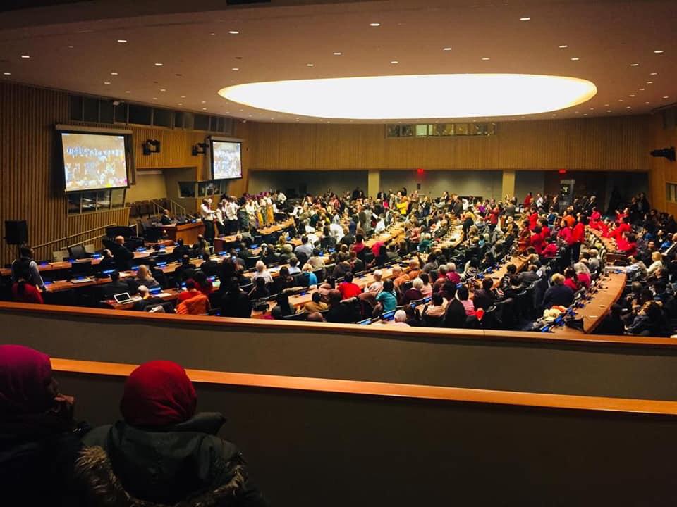 Imam Shamsi Ali pada pada acara “UN week of Interfaith harmony” di gedung Perserikatan Bangsa-Bangsa di kota New York. (Foto: Shamsi Ali for ngopibareng.id)