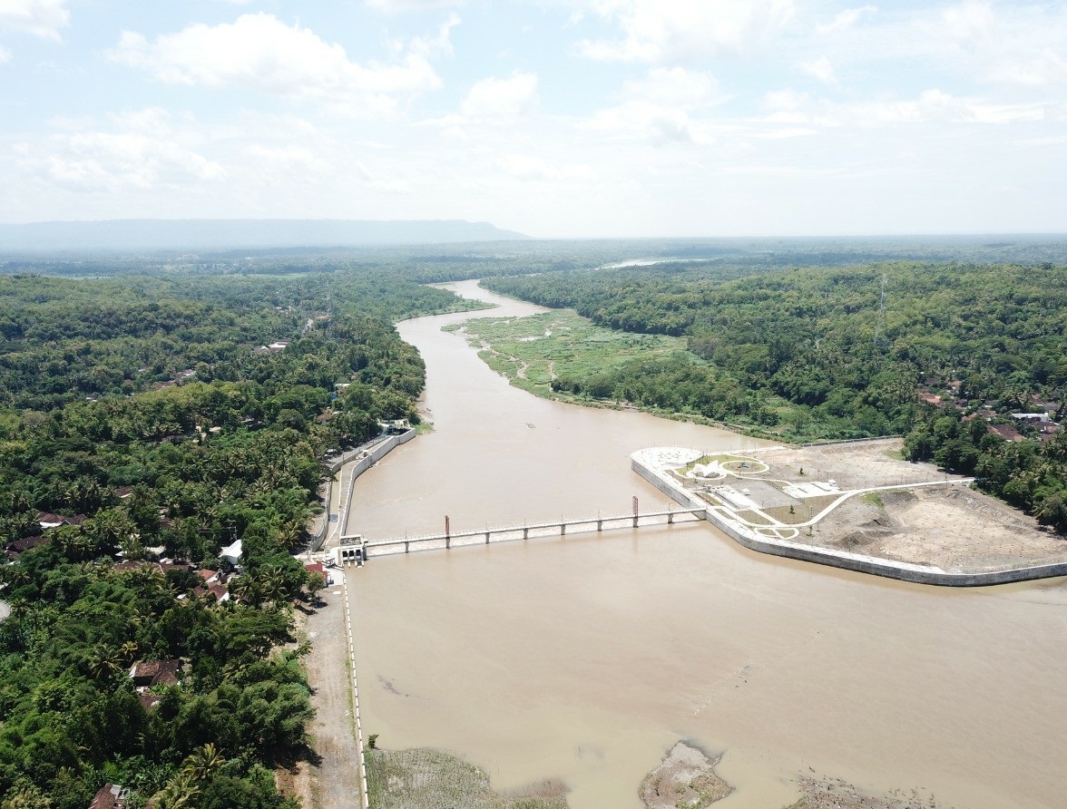 Foto dari udara Bendungan Kamijoro, Bantul. (Foto: PUPR)