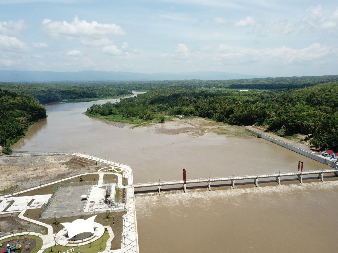 Foto dari udara Bendungan Kamijoro, Bantul. (Foto: PUPR)