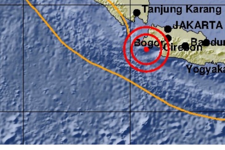 Titik pusat gempa bumi Pandeglang. (Foto: BMKG)