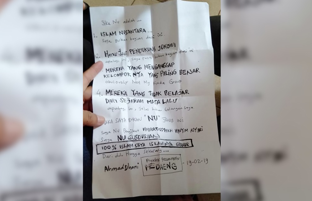 Surat yang ditulis tangan oleh Ahmad Dhani. (Foto: Istimewa)