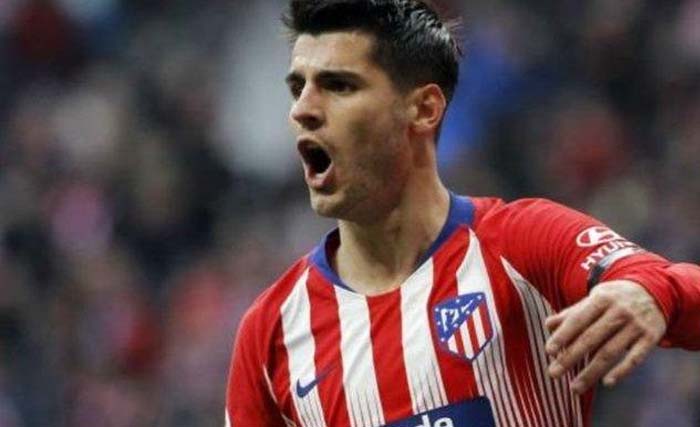 Alvaro Morrata usai mencetak gol ke gawang Villareal. (Foto:AFP)