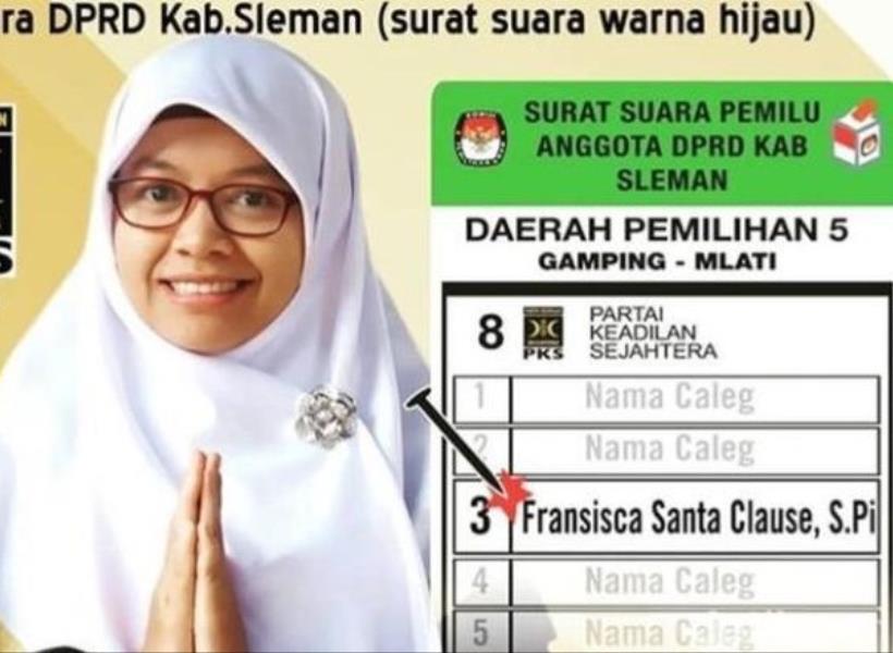 Poster caleg Fransisca Santa Clause.
