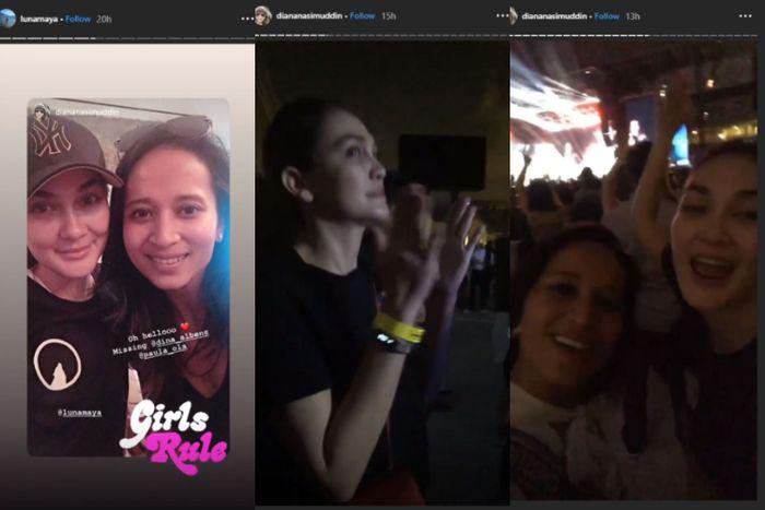 Setelah nonton konser bersama Diana dan beberapa orang sahabat perempuan, Luna Maya masih tinggal di Singapura.