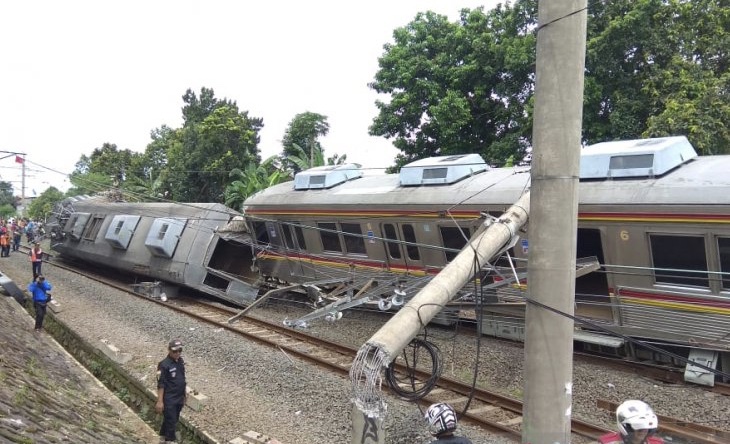 KRL tang anjlok di Bogor, Minggu, 10 Maret 2019. (Foto: dok/antara)