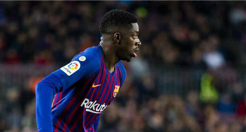 Dembele mengalami cedera hamstring saat Barcelona menang atas Rayo Vallecano. (Foto: Twitter/@FCBarcelona)