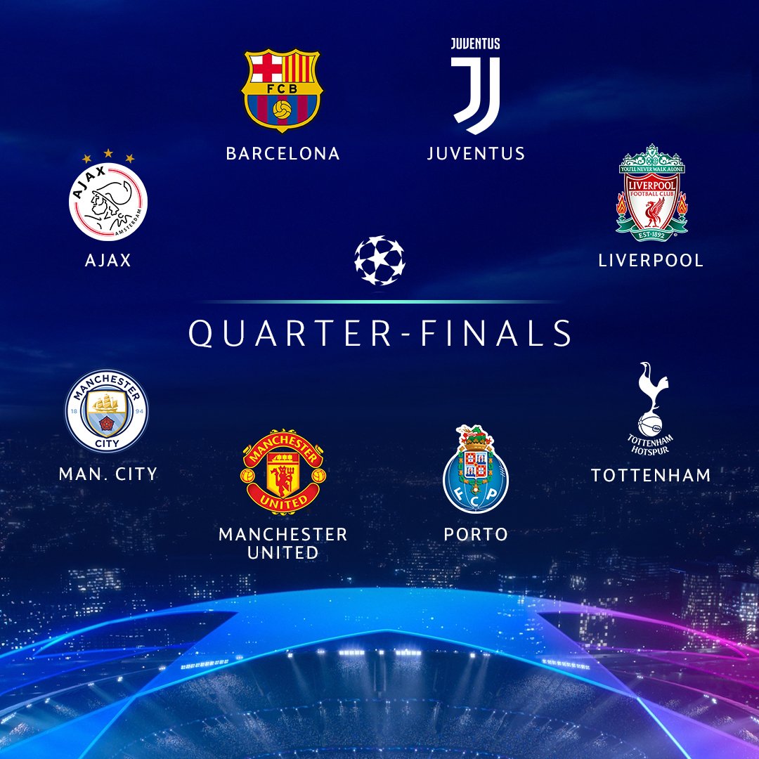 Dalam undian babak perempat final Liga Champions 2018-2019, tidak ada lagi aturan dua tim dari negara yang sama dilarang bertemu. (Foto:Twitter/@ChampionsLeague)