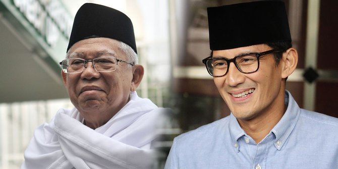 KH ma'ruf Amin dan Sandiaga Uno.