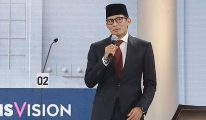 Calon Wakil Presiden Nomor urut 2 Sandiaga Uno dalam debat cawapres 2019. (Foto: Antara)