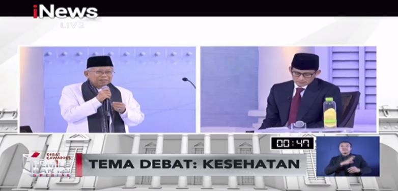 debat cawapres Ma'ruf Amin dan Sandiaga Uno