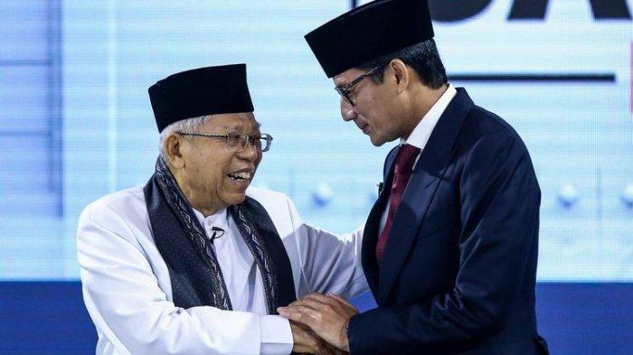 Cawapres nomor urut 01 KH Ma'ruf Amin bersama Sandiaga Uno.(Foto: asm/ngopibareng.id(