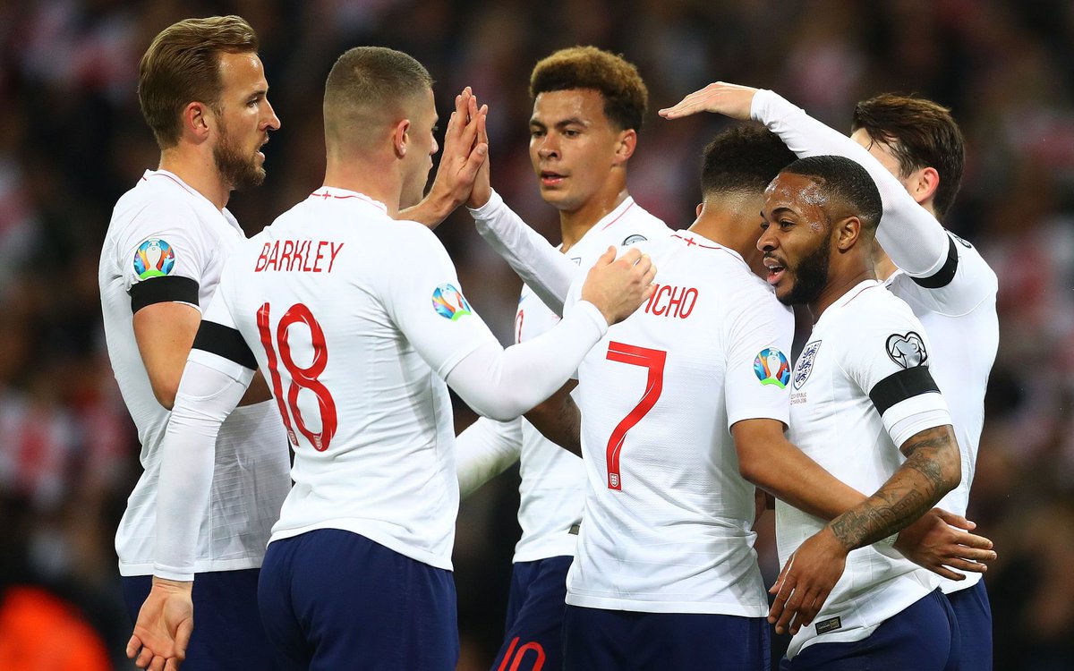 Inggris tampil perkasa di laga pembuka Grup A kualifikasi Piala Eropa 2020. (Foto: Twitter/@England)