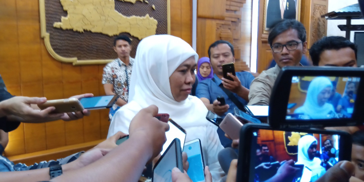 Khofifah Indar Parawansa saat ditemui di Gedung Negara Grahadi Surabaya, Sabtu, 23 Maret 2019. (Foto: Farid/ngopibareng.id) 