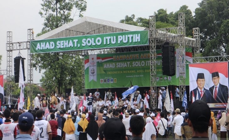 Para pendukung Prabowo saat berkampanye di Solo, Minggu, 24 Maret 2019. (Foto: dok/antara)