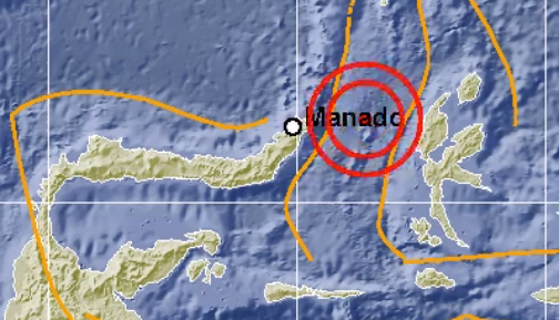 Pusat gempa di Jailolo, Maluku Utara. (Foto: Twitter BMKG)