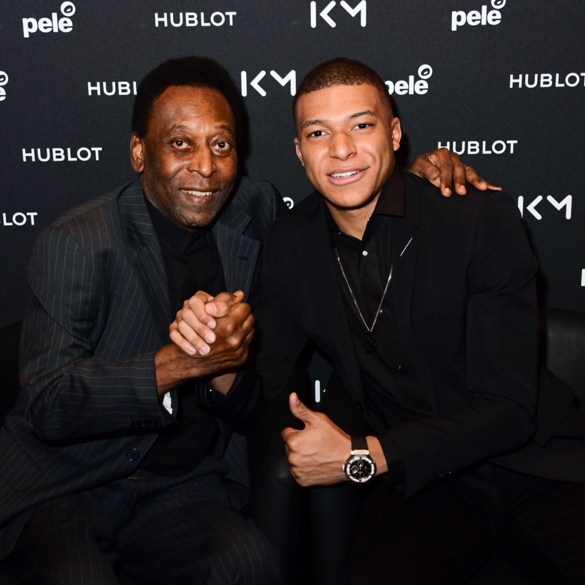 Pele bersama Kylian Mbappe. (Foto:twitter /@pele)