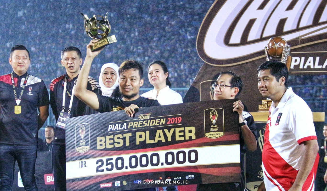 Pemain Arema FC, Hamka Hamza jadi best player di Piala Presiden 2019. (foto: Haris/ngopibareng.id)