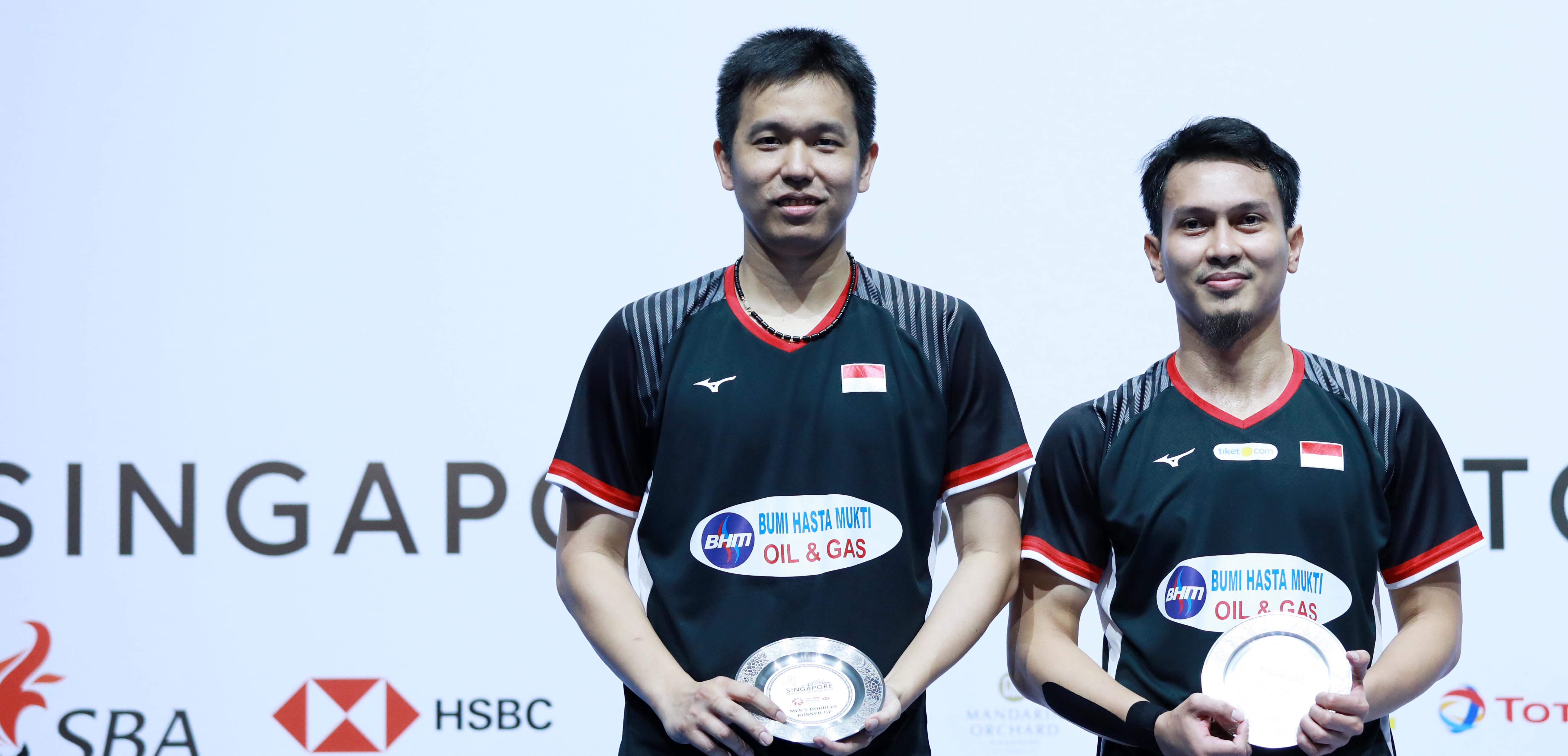 Hendra/Ahsan menjadi runner up Singapura Terbuka 2019. (Foto:PBSI)