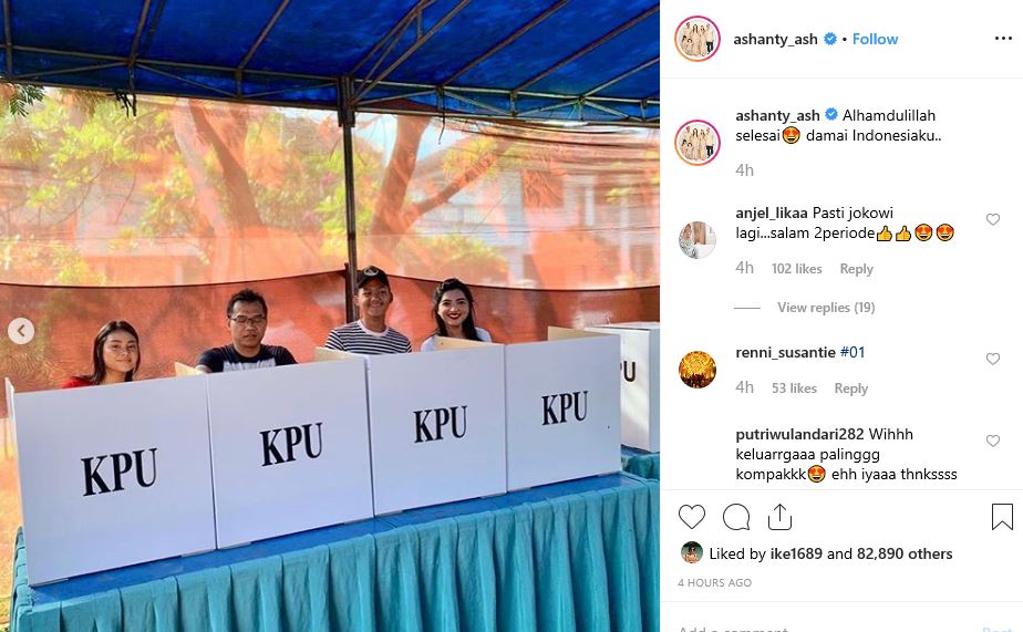Penyanyi Ashanty membebaskan keluarganya memilih sesuai hati nurani.